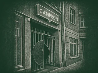 Chalkboard-illustration av Campeon Frigymnasium, Helsingborg