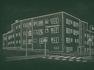 Chalkboard-illustration av Nakterhusskolan, Haninge