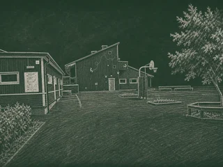 Chalkboard-illustration av Malmaskolan, Uppsala