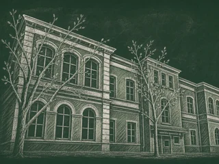Chalkboard-illustration av Uppsala estetiska gymnasium, Uppsala