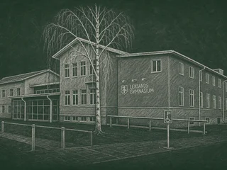 Chalkboard-illustration av Leksands gymnasium, Leksand