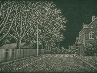 Chalkboard-illustration av Möllebacksskolan, Sölvesborg