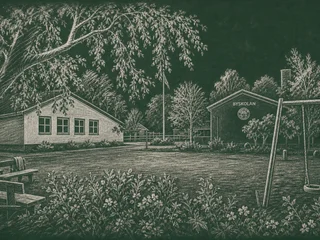 Chalkboard-illustration av Byskolan, Lund