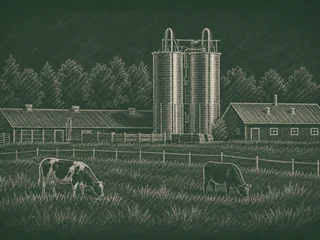 Chalkboard-illustration av Naturbruksskolan Uddetorp, Skara