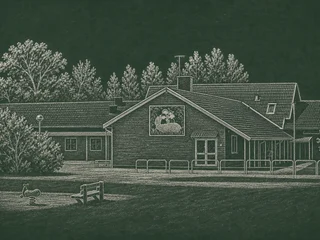 Chalkboard-illustration av Skottorpsskolan, Laholm