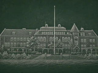 Chalkboard-illustration av Kristinaskolan, Göteborg