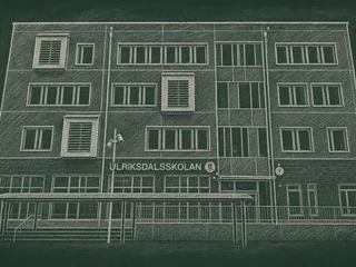 Chalkboard-illustration av Ulriksdalsskolan, Solna