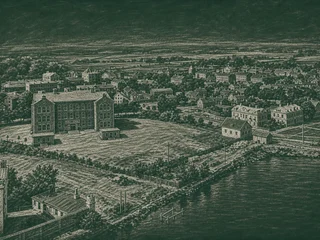 Chalkboard-illustration av Tullbroskolan, Falkenberg