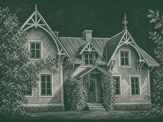 Chalkboard-illustration av Slaka skola, Linköping