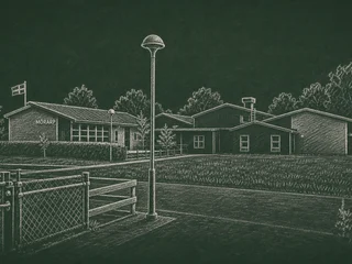 Chalkboard-illustration av Mörarps skola, Helsingborg