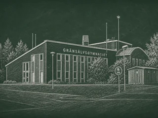 Chalkboard-illustration av Gränsälvsgymnasiet, Övertorneå