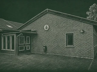 Chalkboard illustration of Sally Bauerskolans Högstadium, Helsingborg