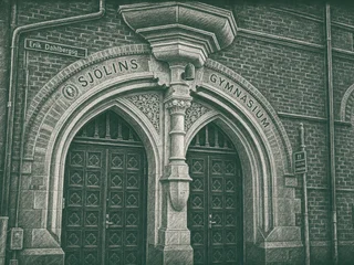 Chalkboard-illustration av Sjölins Gymnasium Göteborg, Göteborg