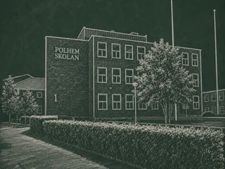 Chalkboard-illustration av Polhemskolan, Lund