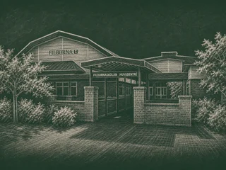 Chalkboard-illustration av Filbornaskolan, Helsingborg