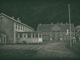 Chalkboard-illustration av Ösby naturbruksgymnasium, Sala