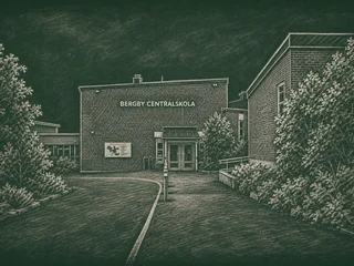 Chalkboard-illustration av Bergby Centralskola 1-9, Gävle
