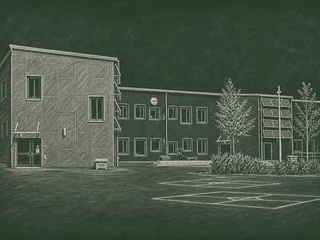 Chalkboard-illustration av Hagaborgsskolan, Karlstad