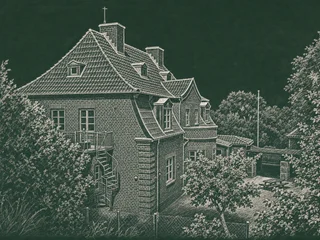Chalkboard-illustration av Vasaskolan, Göteborg
