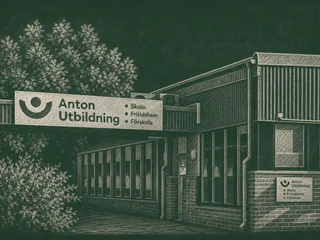 Chalkboard-illustration av Antonskolan Österäng, Kristianstad