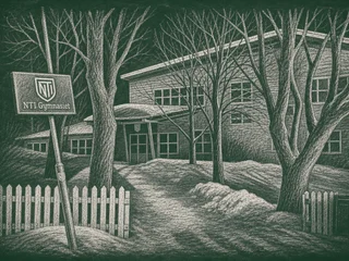 Chalkboard-illustration av NTI Gymnasiet Umeå, Umeå