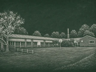 Chalkboard-illustration av Nottebäckskolan, Uppvidinge
