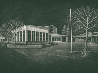 Chalkboard-illustration av Fridegårdsgymnasiet, Håbo