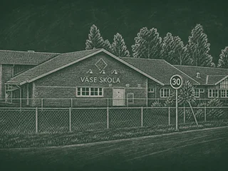Chalkboard-illustration av Väse skola, Karlstad