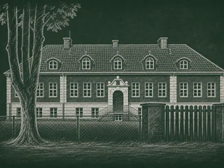 Chalkboard-illustration av Prästgårdsskolan, Götene
