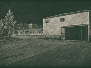 Chalkboard-illustration av Finnstaskolan, Upplands-Bro