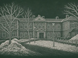 Chalkboard-illustration av Ekebyskolan, Sala