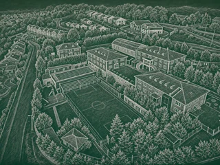Chalkboard-illustration av British International School, Danderyd