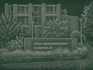 Chalkboard-illustration av Svaneskolan, Lund