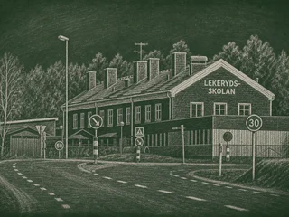 Chalkboard-illustration av Lekerydsskolan, Jönköping