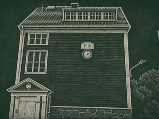 Chalkboard-illustration av Toltorpsskolan, Mölndal