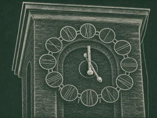 Chalkboard-illustration av Alviksskolan, Stockholm