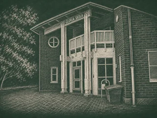 Chalkboard-illustration av Gillbo-Gröndalsskolan, Sollentuna
