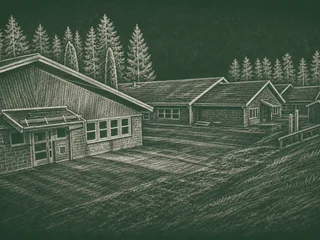 Chalkboard-illustration av Skräddarbacksskolan, Borlänge