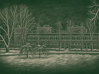 Chalkboard-illustration av Skytteholmsskolan, Solna