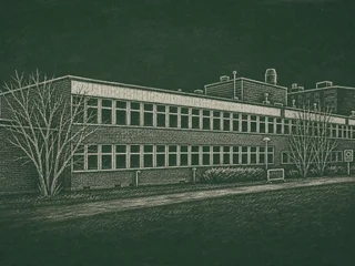 Chalkboard-illustration av Tunaskolan, Lund