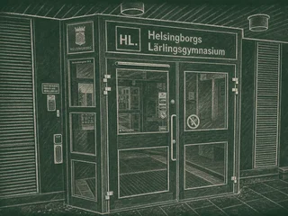 Chalkboard-illustration av Helsingborgs Lärlingsgymnasium, Helsingborg