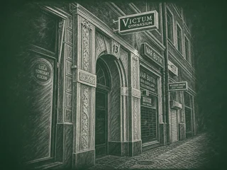 Chalkboard-illustration av Victum Gymnasium, Helsingborg