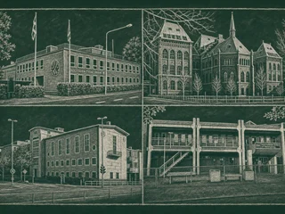 Chalkboard-illustration av Tycho Braheskolan, Helsingborg
