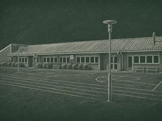 Chalkboard-illustration av Ängelholms Montessoriskola, Ängelholm