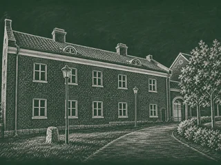 Chalkboard-illustration av Thomasgymnasiet, Strängnäs