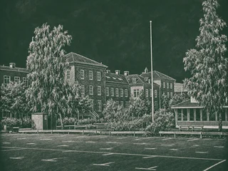 Chalkboard-illustration av Rönnowska skolan, Helsingborg