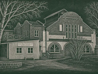 Chalkboard-illustration av Marina läroverket i Danderyd, Danderyd