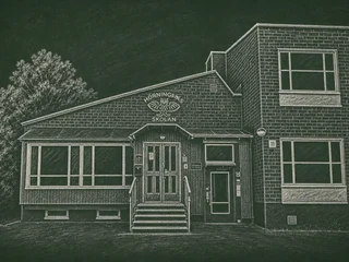 Chalkboard-illustration av Hörningsnässkolan, Huddinge