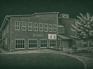 Chalkboard-illustration av Tyresö skola, Tyresö