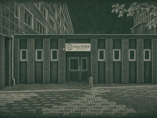 Chalkboard-illustration av Cultura Gymnasium, Helsingborg